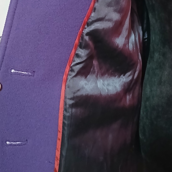 J.CREW Double Cloth Italian Lady Day Wool Blend Deep Purple Pea Coat Size 8 - Picture 9 of 16